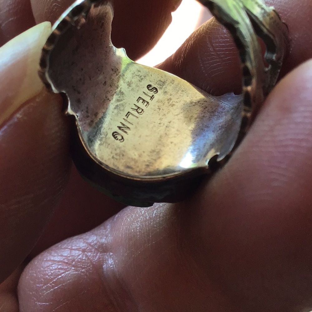 VINTAGE STERLING SILVER TURQUOISE RING! - Picture 7 of 8
